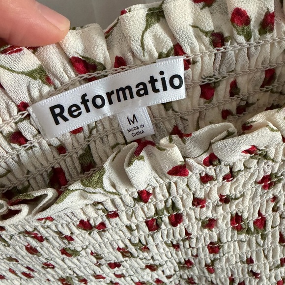 Reformation Seabreeze Marion Mini Dress - Cream and Red Mini Dress - Picture 6 of 7